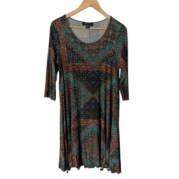 Karen Kane Patterned Viscose Long Sleeve Dress Medium - Picture 1 of 5